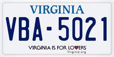 VA license plate VBA5021