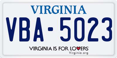 VA license plate VBA5023