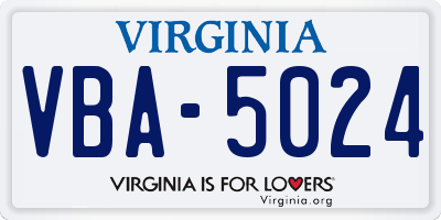 VA license plate VBA5024