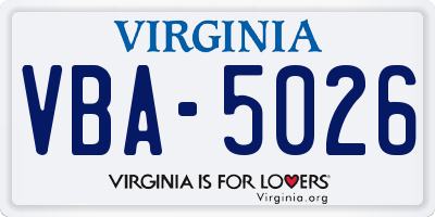 VA license plate VBA5026