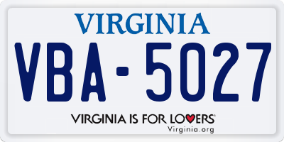 VA license plate VBA5027