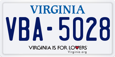 VA license plate VBA5028