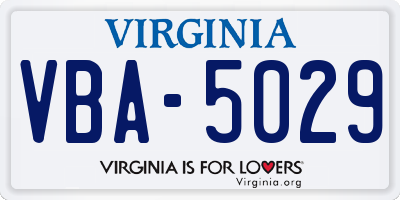 VA license plate VBA5029