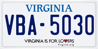 VA license plate VBA5030
