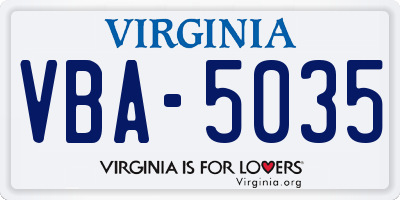 VA license plate VBA5035