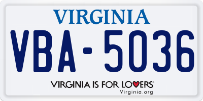VA license plate VBA5036