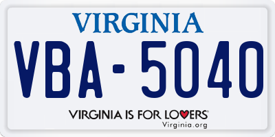 VA license plate VBA5040