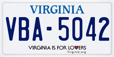 VA license plate VBA5042