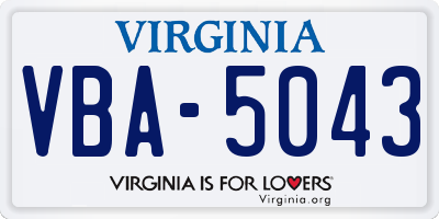 VA license plate VBA5043