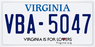 VA license plate VBA5047
