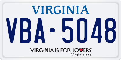 VA license plate VBA5048