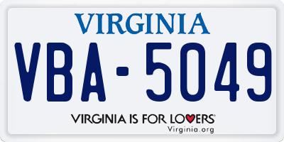 VA license plate VBA5049