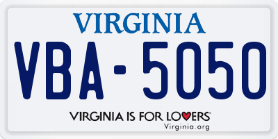 VA license plate VBA5050