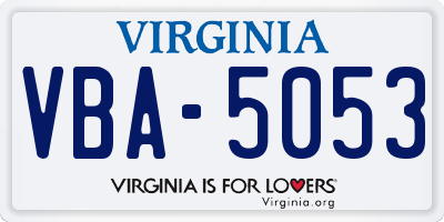 VA license plate VBA5053