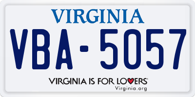 VA license plate VBA5057