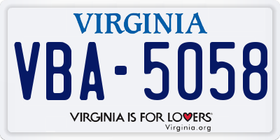 VA license plate VBA5058