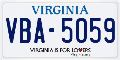 VA license plate VBA5059