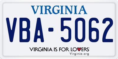 VA license plate VBA5062