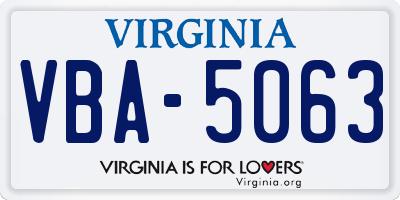 VA license plate VBA5063