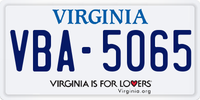 VA license plate VBA5065