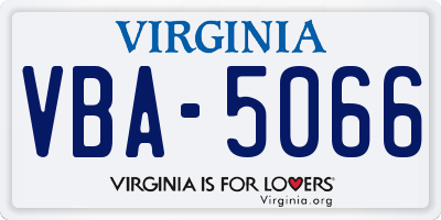VA license plate VBA5066