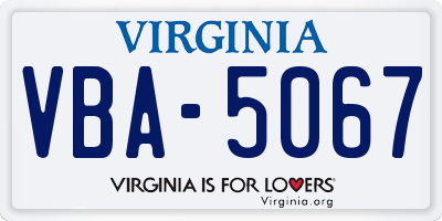 VA license plate VBA5067