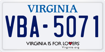 VA license plate VBA5071