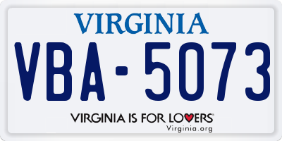 VA license plate VBA5073