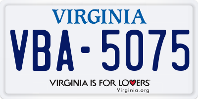 VA license plate VBA5075