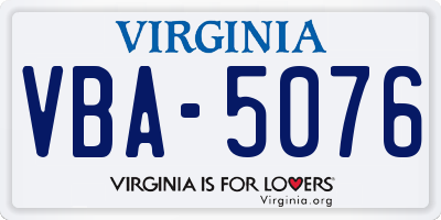 VA license plate VBA5076