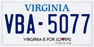 VA license plate VBA5077
