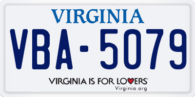 VA license plate VBA5079