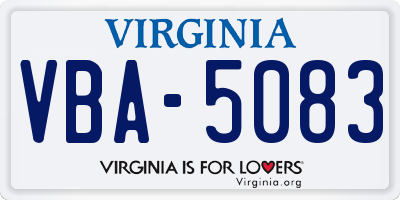 VA license plate VBA5083