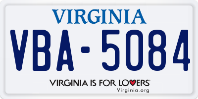 VA license plate VBA5084