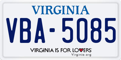 VA license plate VBA5085