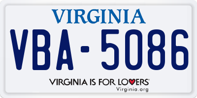 VA license plate VBA5086