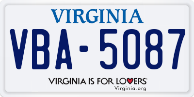 VA license plate VBA5087
