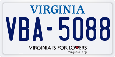 VA license plate VBA5088