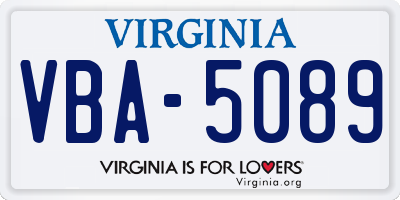 VA license plate VBA5089
