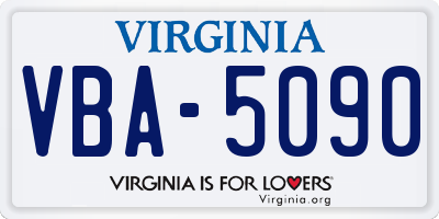 VA license plate VBA5090