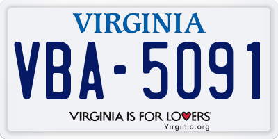 VA license plate VBA5091