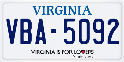 VA license plate VBA5092