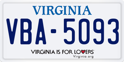 VA license plate VBA5093