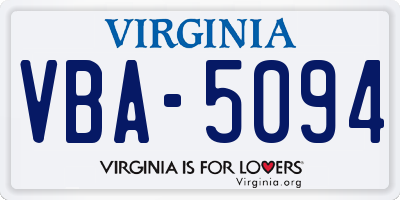 VA license plate VBA5094