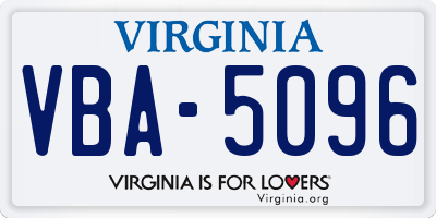 VA license plate VBA5096