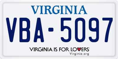 VA license plate VBA5097