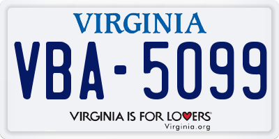 VA license plate VBA5099