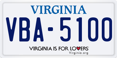 VA license plate VBA5100