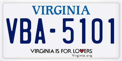 VA license plate VBA5101