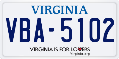 VA license plate VBA5102